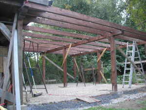 Die Sparren für das Carport
